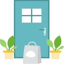 icon of a front door with a package delivered
