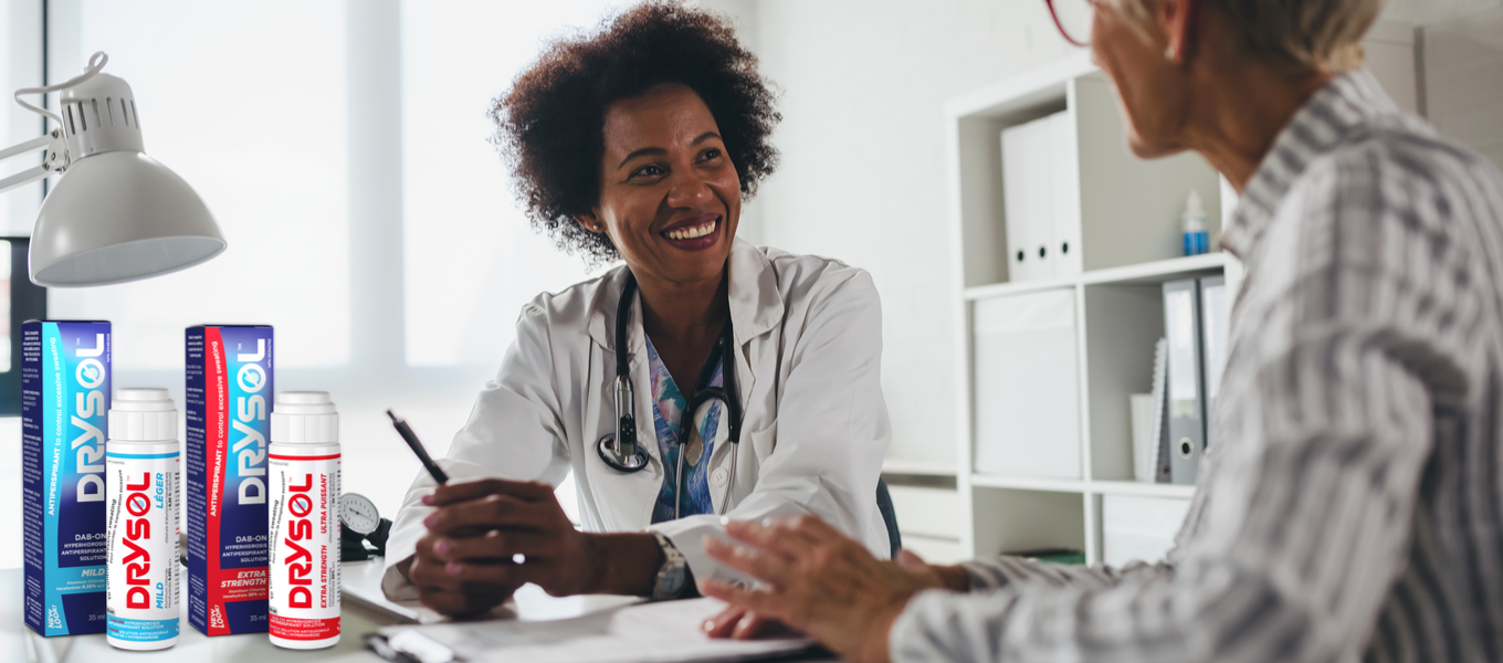 woman doctor suggesting drysol to patient