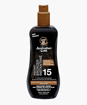 Spend $50 on Australian Gold products and receive a Free SPF 15 Spray Gel Bronzer ($20 Value)