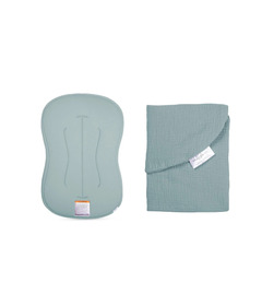 Snuggle Me Organic Lounger Curve & Muslin Cover Slate Bundle