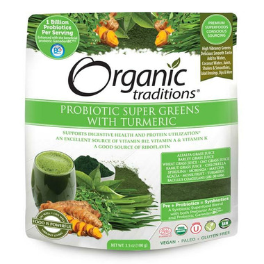 Organic Traditions Probiotic Super Greens with Turmeric Organic Traditions Probiotic Super Greens with Turmeric