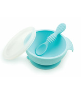 Bumkins Silicone First Feeding Set with Lid and Spoon Blue