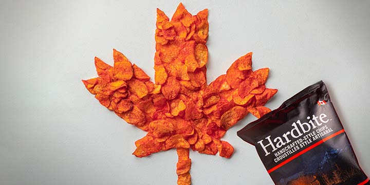 maple leaf and a bag of chips