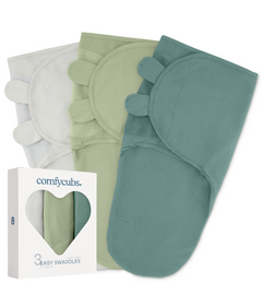 Comfy Cubs Easy Swaddle Pack Stone, Sage, Azul