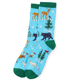 Hatley Little Blue House Women's Crew Sock Winter Wonderland