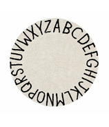 Tapis naturel rond avec alphabet de Lorena Canals en noir