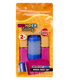 Wonder Factory Never Dry Sand and Dough Mega Bag Set Orange, Red and Blue
