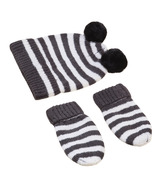 Rise Little Earthling Knitted Pom Pom Hat and Mittens Set Black