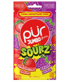 PUR Gum Jumbo Sourz Strawberry & Grape