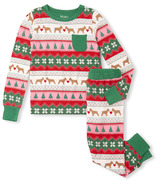 Ensemble pyjama en bambou Hatley pour enfants, motif chiots et cœurs Fairisle