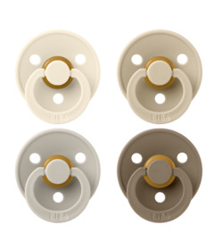 image of BIBS Latex Pacifier Colour Pack Ivory, Sand, Vanilla and Dark Oak with sku:330226