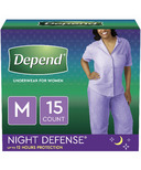 Depend Night Defense Sous-Vêtements d'Incontinence pour Femmes De Nuit Moyen 