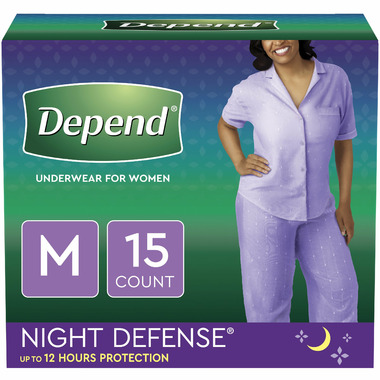 Depend Night Defense Adult Incontinence Underwear for Women, Disposable,  Overnight, Large, Blush, 56 Count