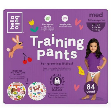 Basics For Kids Training Pants, Girls, Size 2T-3T (Up to 34 Lb