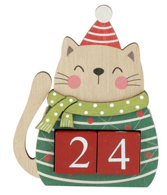 Silver Tree Advent Calendar Printed Wood Cat