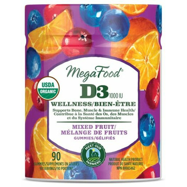 MegaFood Vitamin D3 Wellness (1000 IU) Mixed Fruit Gummies