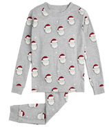 petit lem PJ's Long Sleeve Top and Pant Set Santa Knit Heather Grey