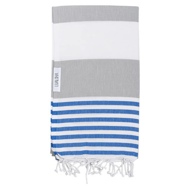 Lualoha Turkish Towel Striped Goodness Light Grey & Blue Lualoha Turkish Towel Striped Goodness Light Grey & Blue
