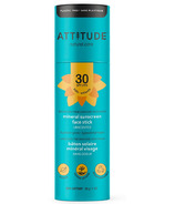 ATTITUDE Kids - Stick solaire minéral pour le visage, non parfumé, SPF 30