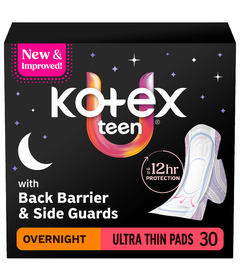 U by KOTEX Core Teen Ultra-Thin Winged Overnight Pads