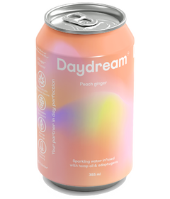 Daydream Peach Ginger Sparkling Water Infused with Hemp & Adaptogens