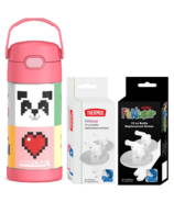 Thermos Water Bottle & Replacement Straws Minecraft Bundle