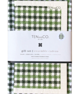 Ten & Co. Gift Set Dishcloth + Tea Towel Plaid Green