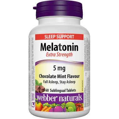 Webber Naturals Extra Strength Melatonin Chocolate Mint Flavour Webber Naturals Extra Strength Melatonin Chocolate Mint Flavour