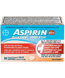 Aspirine 81 mg Quick Chews Faible dose quotidienne Saveur d'orange 