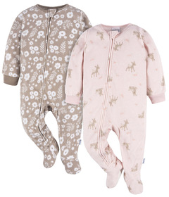 Gerber Childrenswear Footed Blanket Sleepers Pink Deer