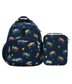 Sac à dos et sac à lunch pour enfants Jan & Jul, motif de gros camions
