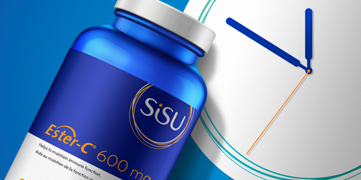 SISU product with clock in the background