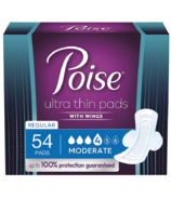 Poise Ultra Thin Incontinence Pads with Wings Moderate Absorbency 