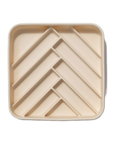 dogged Chevron Slow Feeder Bowl Buttercream