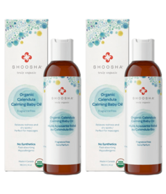 Shoosha Organic Calm Baby Calendula Oil Fragrance Free Bundle