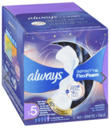 Always Infinity Size 5 Extra Heavy Overnight Pads with Wings