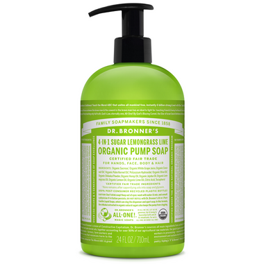 Dr. Bronner\'s 4-in-1 Sugar Lemongrass Lime Organic Pump Soap Dr. Bronner\'s 4-in-1 Sugar Lemongrass Lime Organic Pump Soap