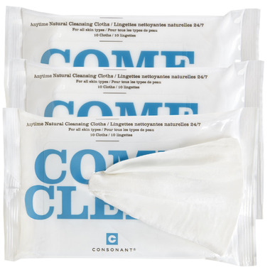 Consonant Skincare Come Clean 100% Natural Bamboo Cleansing Cloths 3 Pack Consonant Skincare Come Clean 100% Natural Bamboo Cleansing Cloths 3 Pack