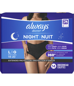 Always Discreet Incontinence Overnight Underwear for Women