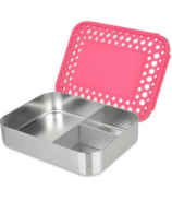 LunchBots Large Trio Stainless Steel 3 Compartment Bento Box Pink Lid (boîte à bento à trois compartiments en acier inoxydable)