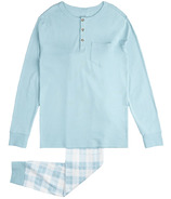 petit lem ensemble de pyjama en tricot pour homme, pantalon et haut à manches longues, bleu clair