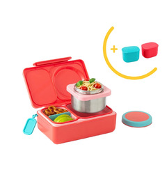 OmieLife OmieBox UP Bento Box Cherry Pink + Dip Bundle