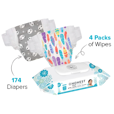 The Honest Company Feather & Panda Print Diapers & Wipes Bundle Size 4 The Honest Company Feather & Panda Print Diapers & Wipes Bundle Size 4
