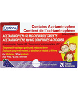 Option+ Comprimés d'acétaminophène à croquer pour enfants 160 mg raisin