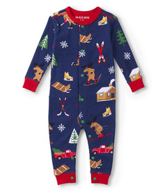 image of Hatley Little Blue House Union Suit Winter Cabin with sku:338101