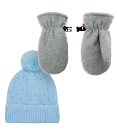 Hot Paws Girls Frost Hat and Pebble Mix Mittens Bundle