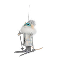 Silver Tree Felt Skier Mouse Ornament