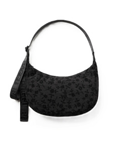 BAGGU Medium Nylon Crescent Bag Charcoal Ditsy Floral