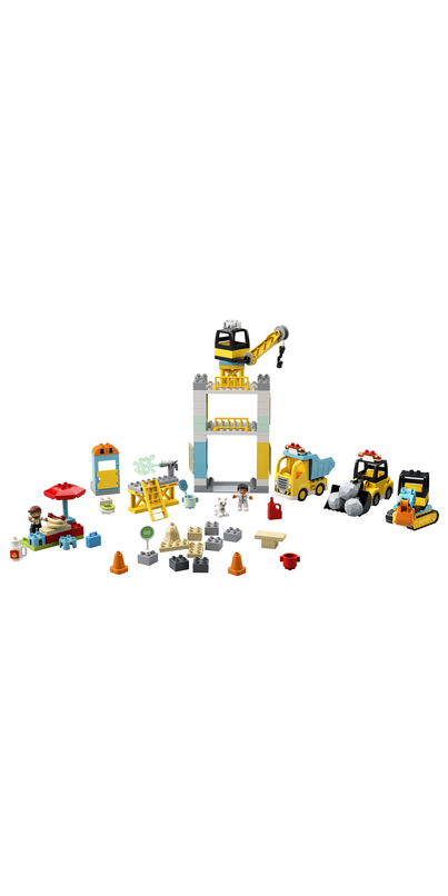 LEGO DUPLO Construction Tower Crane & Construction 10933 Creative Building  Playset with Toy Vehicles; Build Fine Motor, Social and Emotional Skills;  Gift for Toddlers (123 Pieces) : Toys & Games 