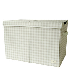 3 Sprouts Recycled Folding Toy Chest Gingham Beige